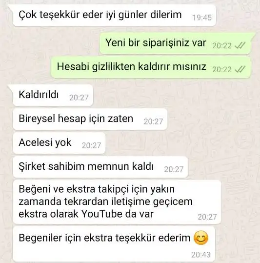whatsapp tiktok izlenme satın alan müşteri yorumu 2
